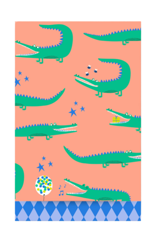 Cadeauzakje M | Crocodile Salmon - Harlequin Blue