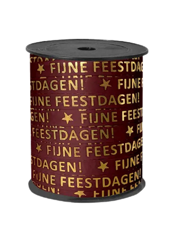 Cadeaulint | Fijne Feestdagen Burgundy/Goud - 3 meter