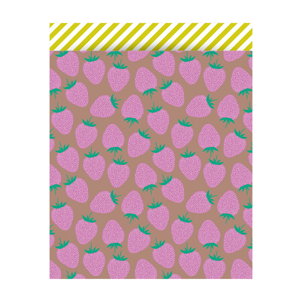 Cadeauzakje XL | Strawberry Pink/Taupe - Stripe Yellow