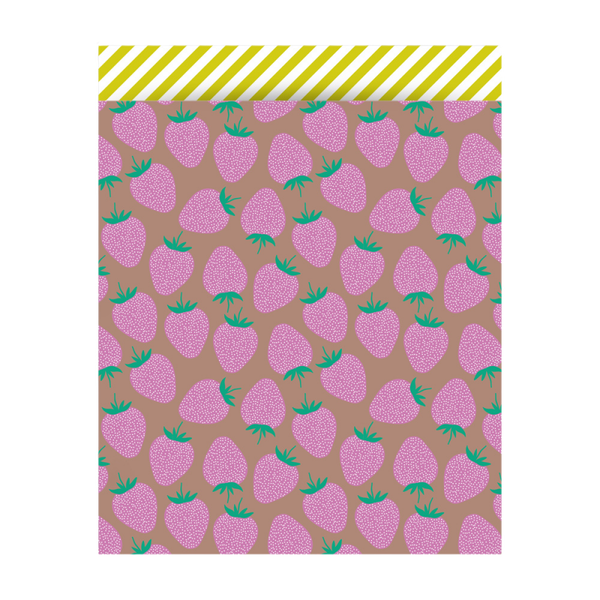 Cadeauzakje XL | Strawberry Pink/Taupe - Stripe Yellow