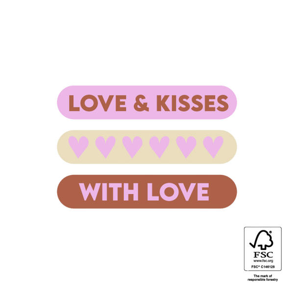 Cadeaustickers | Love & Kisses - With Love