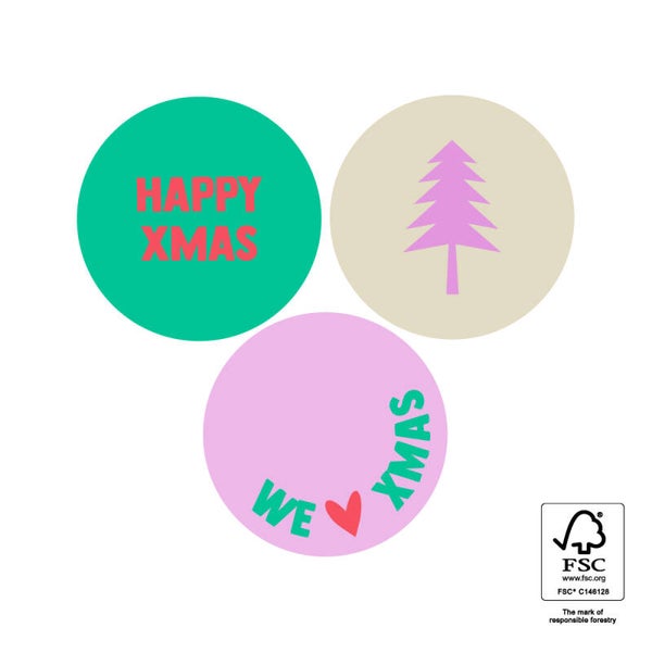 Cadeaustickers | Happy Xmas Bright 6 stuks