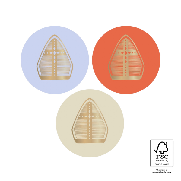 Cadeaustickers | Sint Mijter Goud 6 stuks