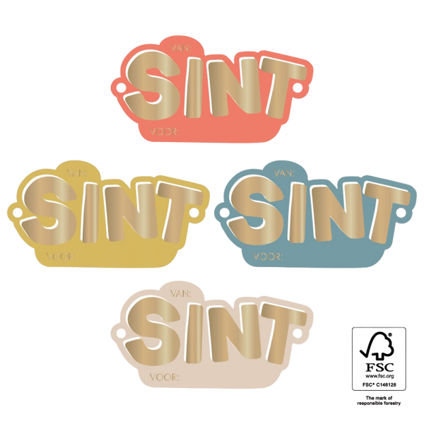 Cadeaulabel | Sint goud - 2 stuks