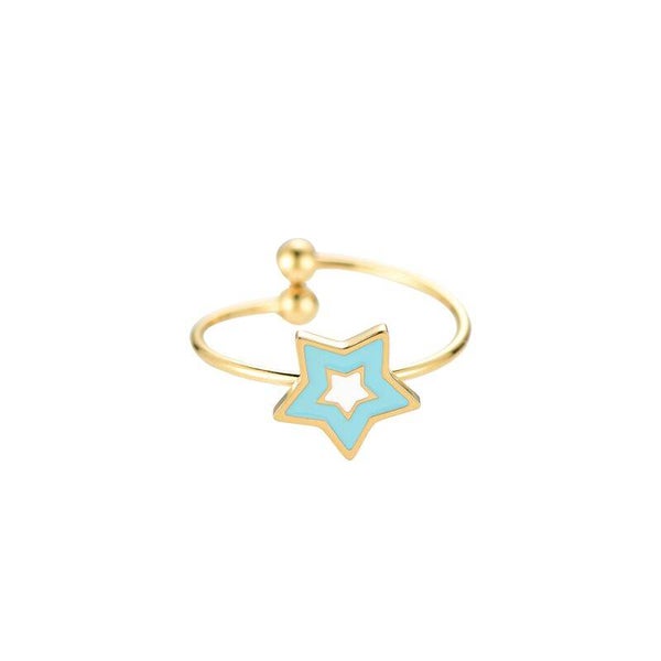 Ring Golden blue star