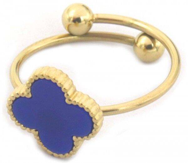 Clover blue gold ring