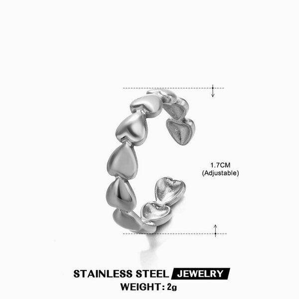 Hartjes ring dicht  zilver kleur