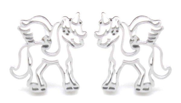 Studs unicorn open silver