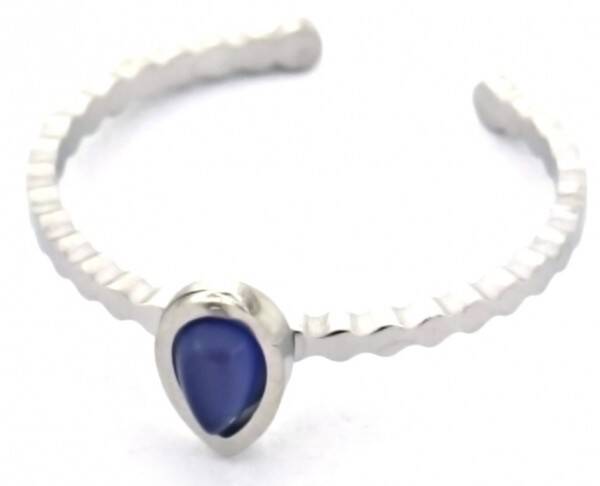 Ring Druppel blue zilver
