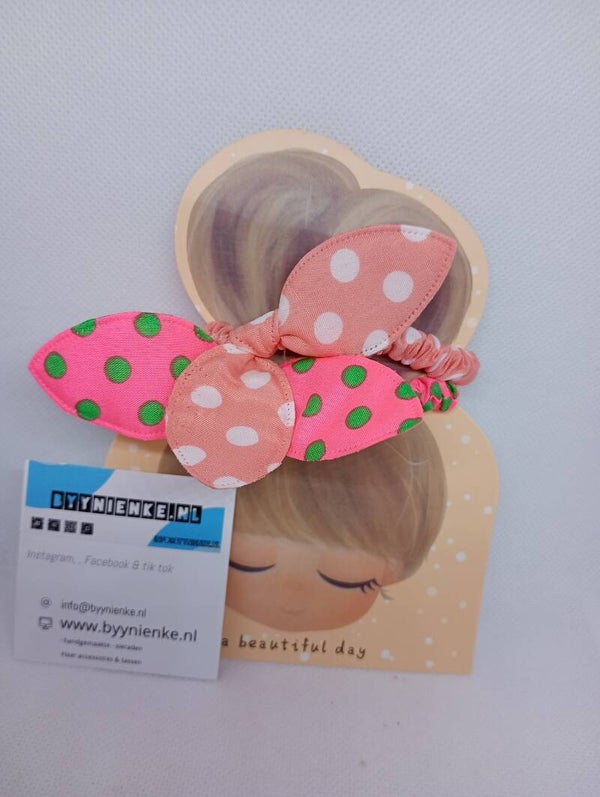 scrunchie 2 strikjes roze