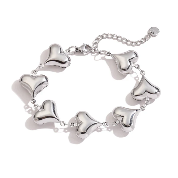 armband chunky hart zilver