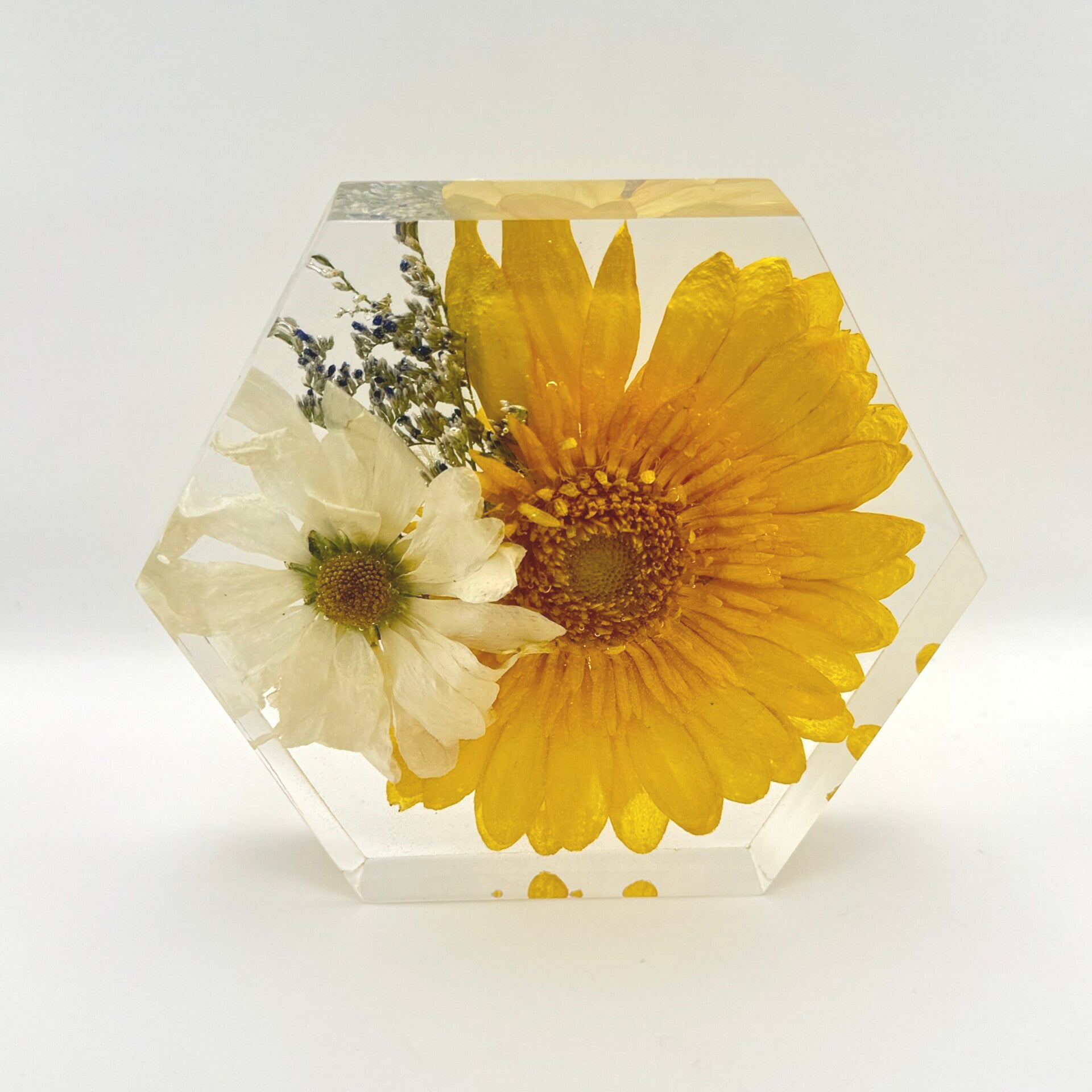 Flower Hexagon Keepsake Block: Wedding or Funeral Floral Preservation