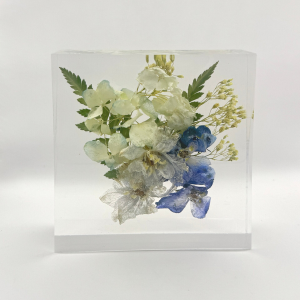 Flower Square Keepsake Block: Wedding or Funeral Floral Preservation