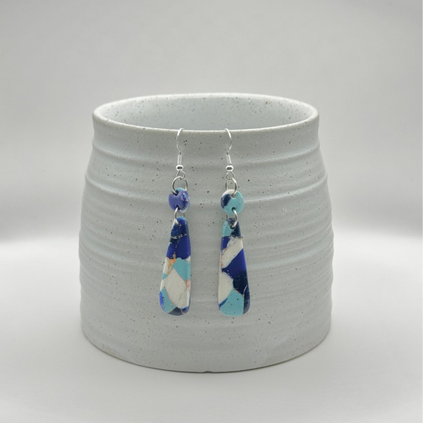 Blue & White Marble Teardrop
