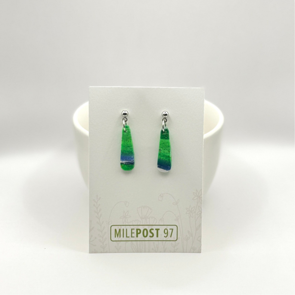 Green, Blue & White Marble Teardrop