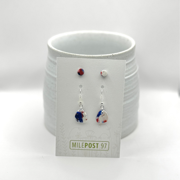 Red, White & Blue Marble Dangles