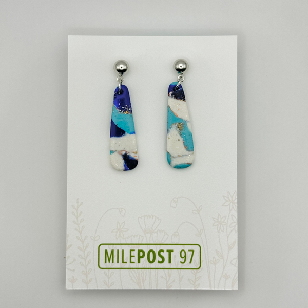 Blue & White Marble Dangle