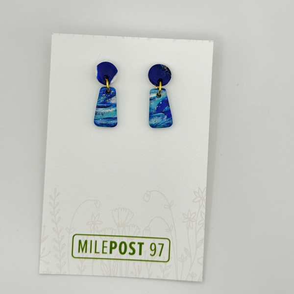 Blue & White Marble Trapezoid Dangle