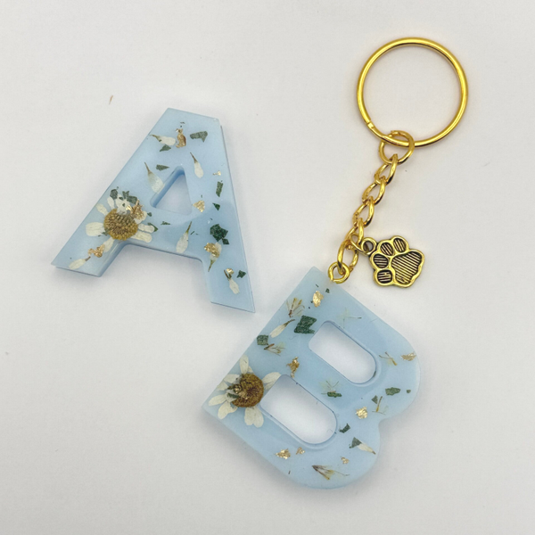 Flower Initial Keychains
