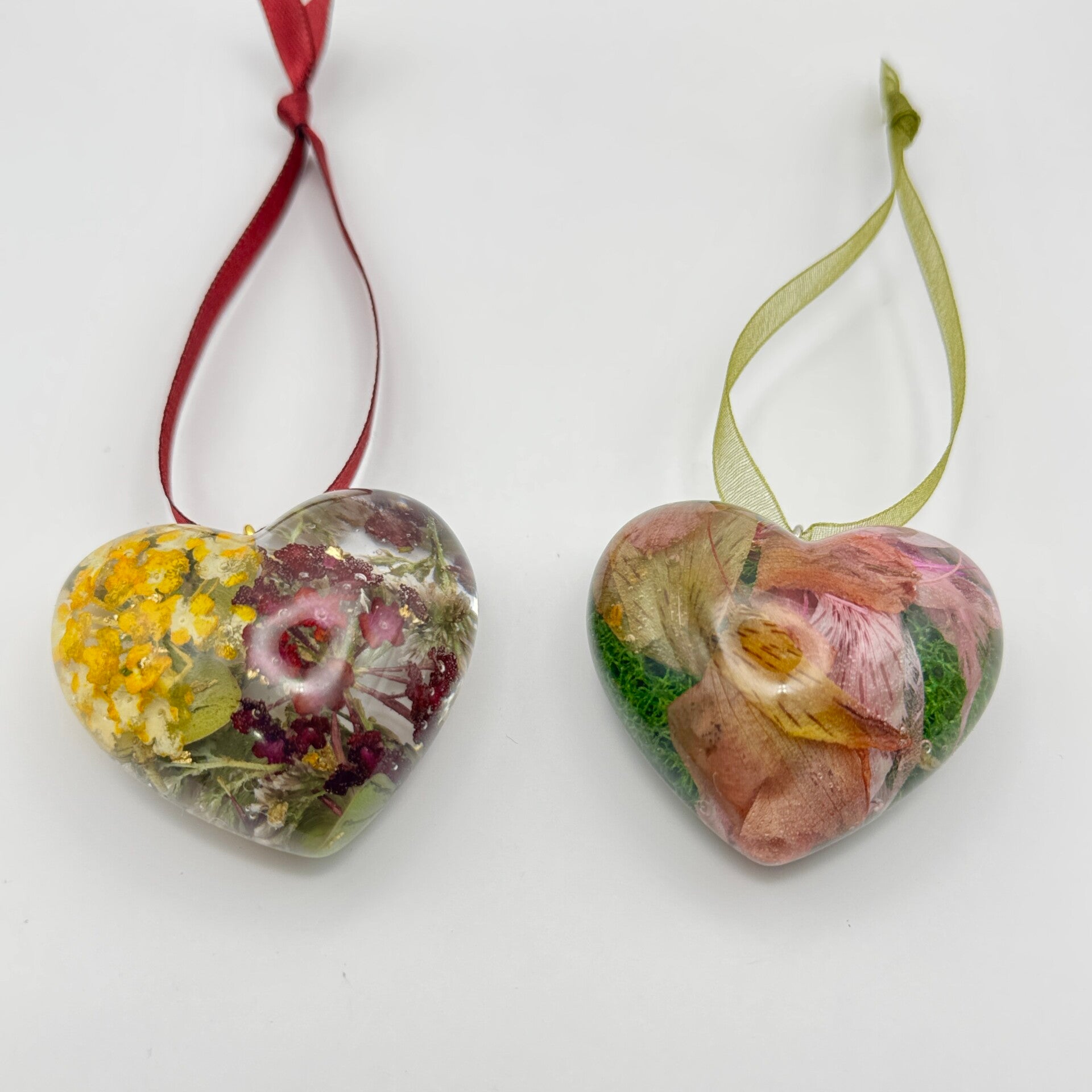 Floral Resin Heart Memorial Keepsake: Funeral Flower Preservation, Cremains or Pet Loss Ornament