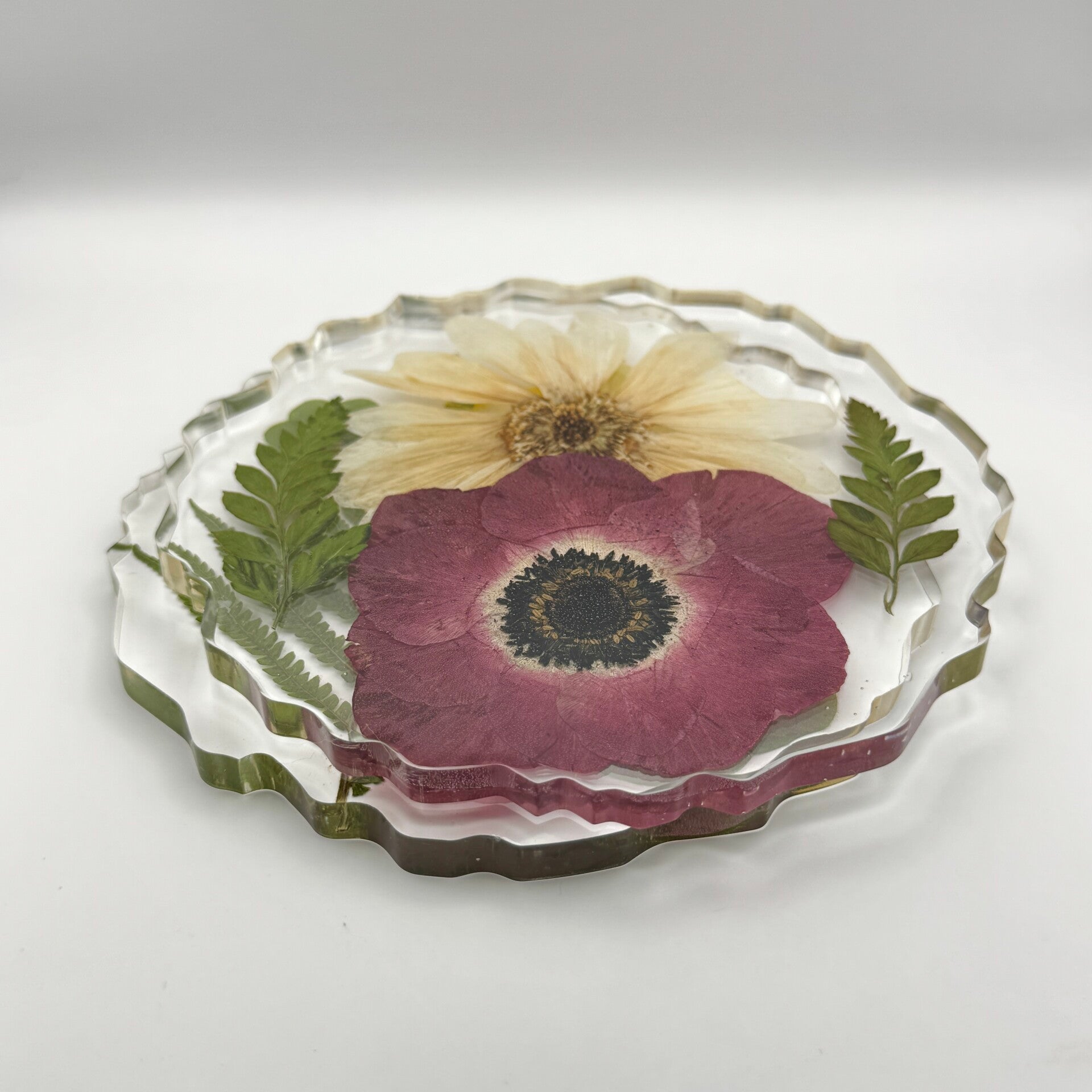 Floral Resin Coaster Keepsake: Memorial, Funeral, or Wedding Flower Preservation Gift