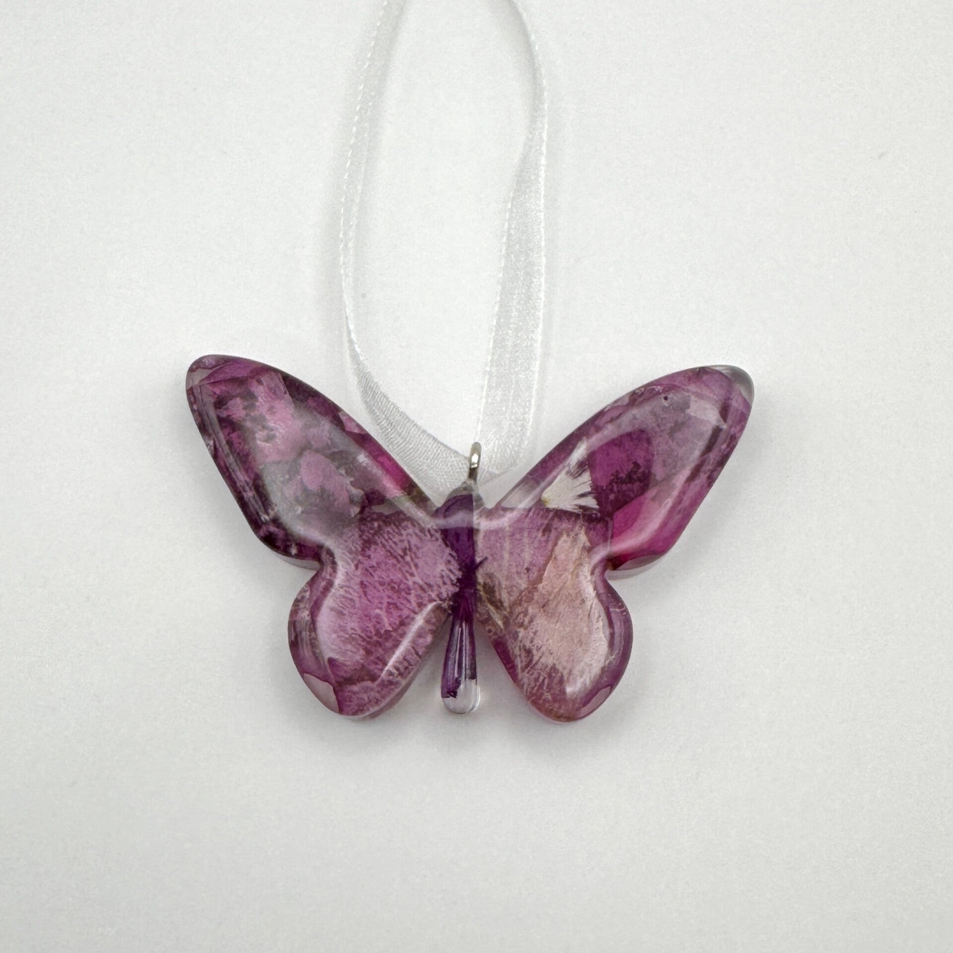 Floral Butterfly Memorial Keepsake: Funeral Flower Preservation, Cremains or Pet Loss Ornament