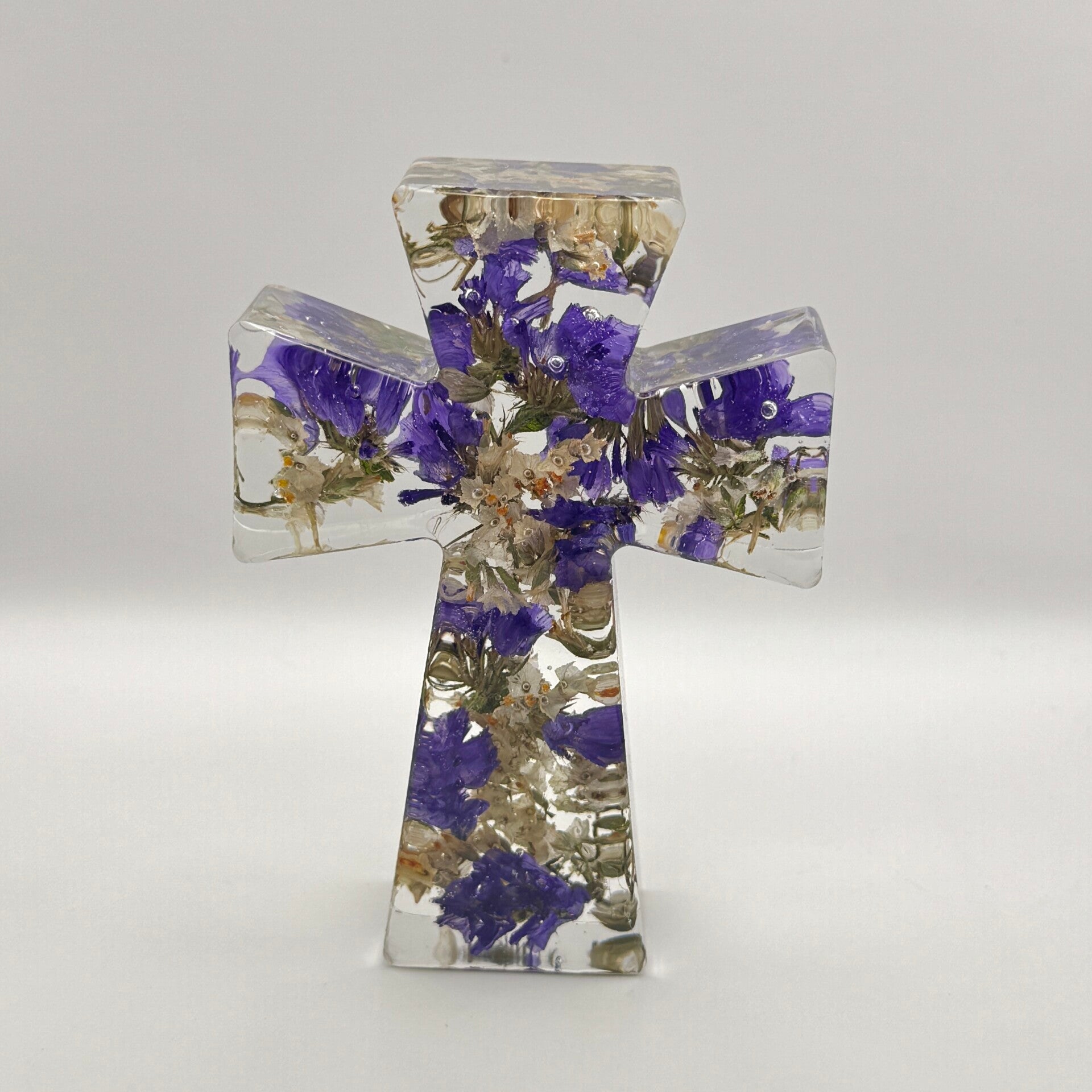 Floral Resin Cross Memorial Keepsake: Funeral or Wedding Flower Preservation