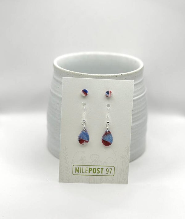 Red, White & Blue Marble Teardrop