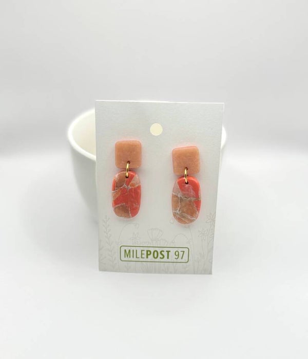 Coral & White Marble Oval