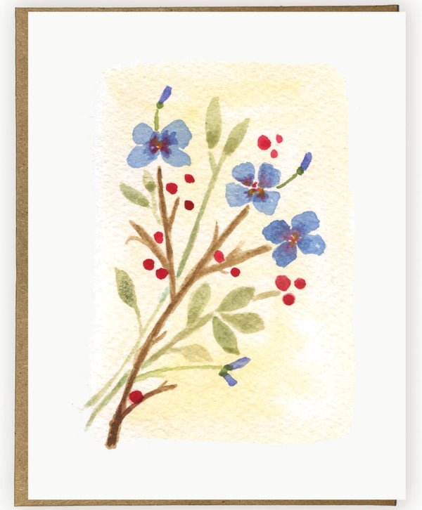 Watercolor Christmas Blue Flowers