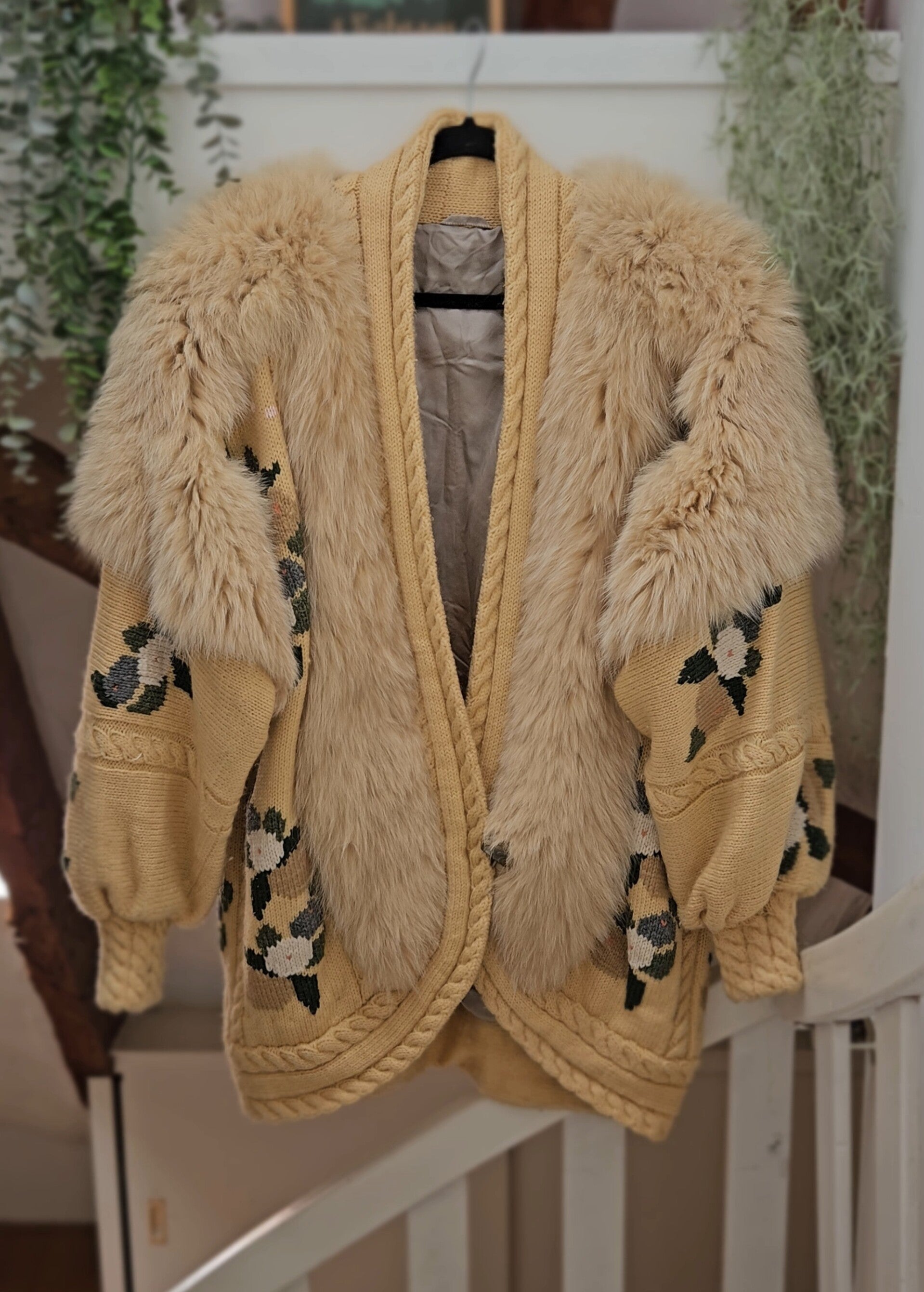 Vintage woolen shearling jacket - size XXL