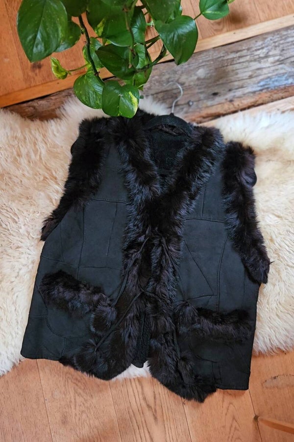 Vintage suéde shearling waistcoat - size L