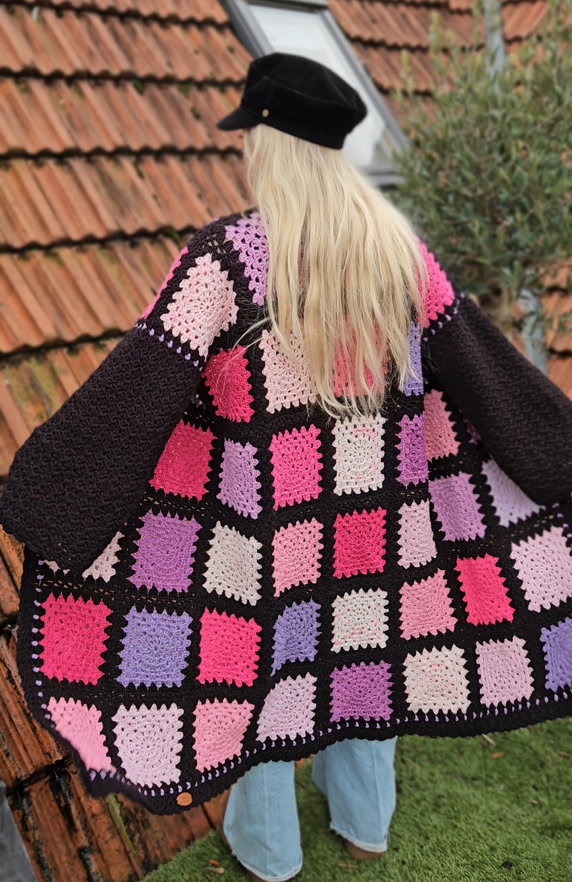 Handmade granny square crochet cardigan - one size