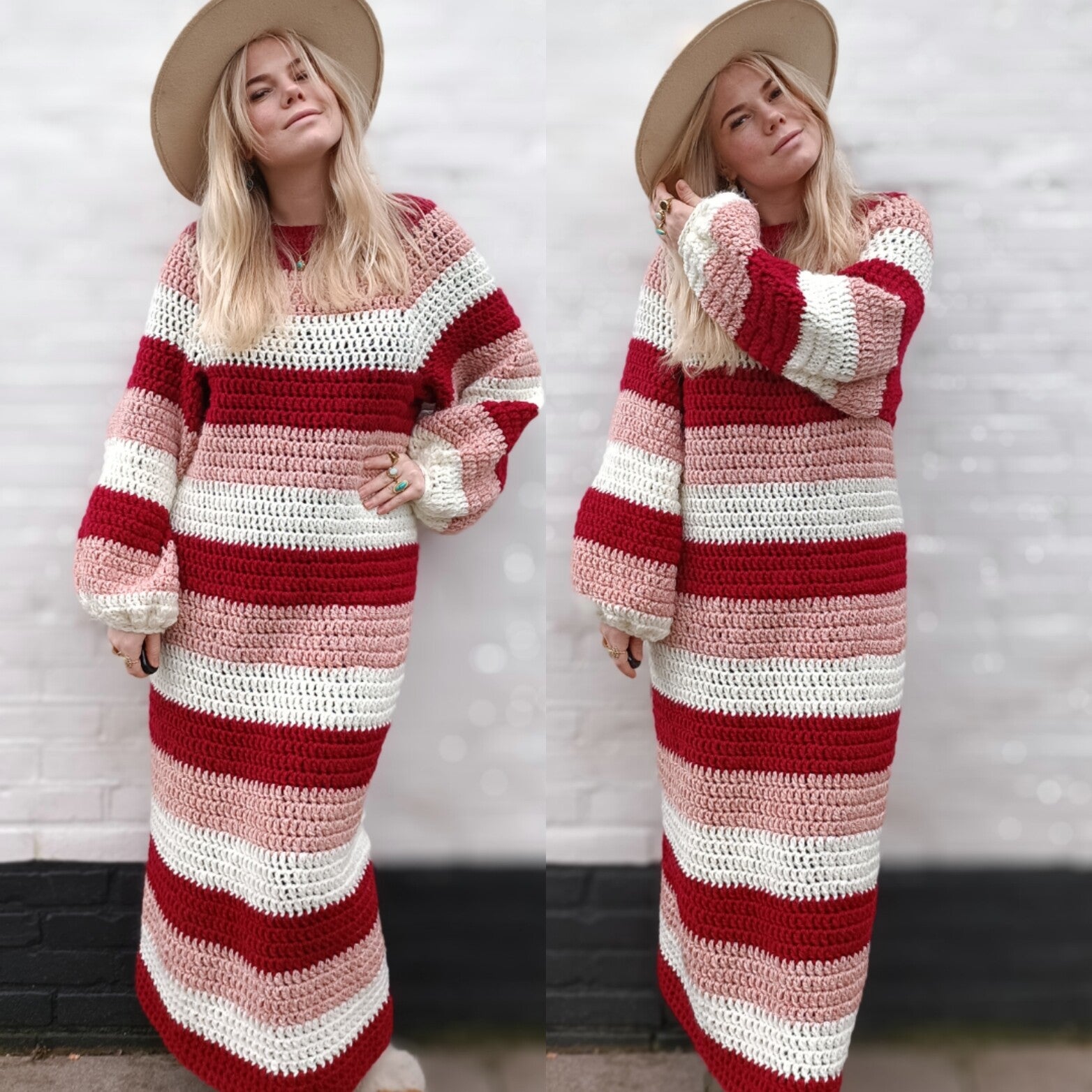 Handmade Crochet Maxi Dress Valentine's Edition - free size