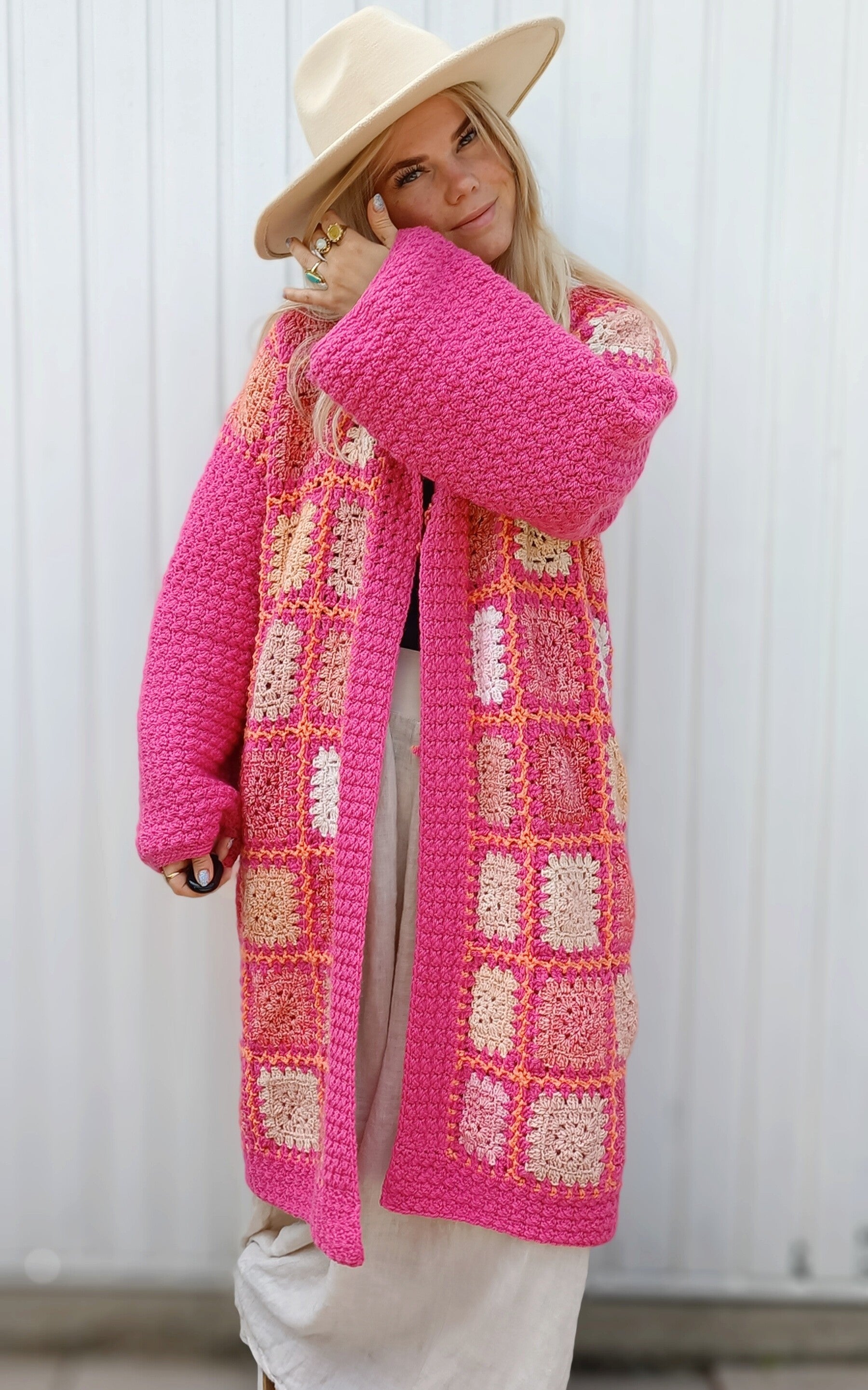 Handmade (by my mom) granny square crochet cardigan - free size