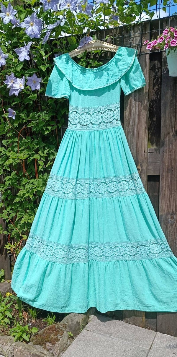 Vintage 70s Arlette Beressi RARE cotton cheesecloth dress Paris - size S