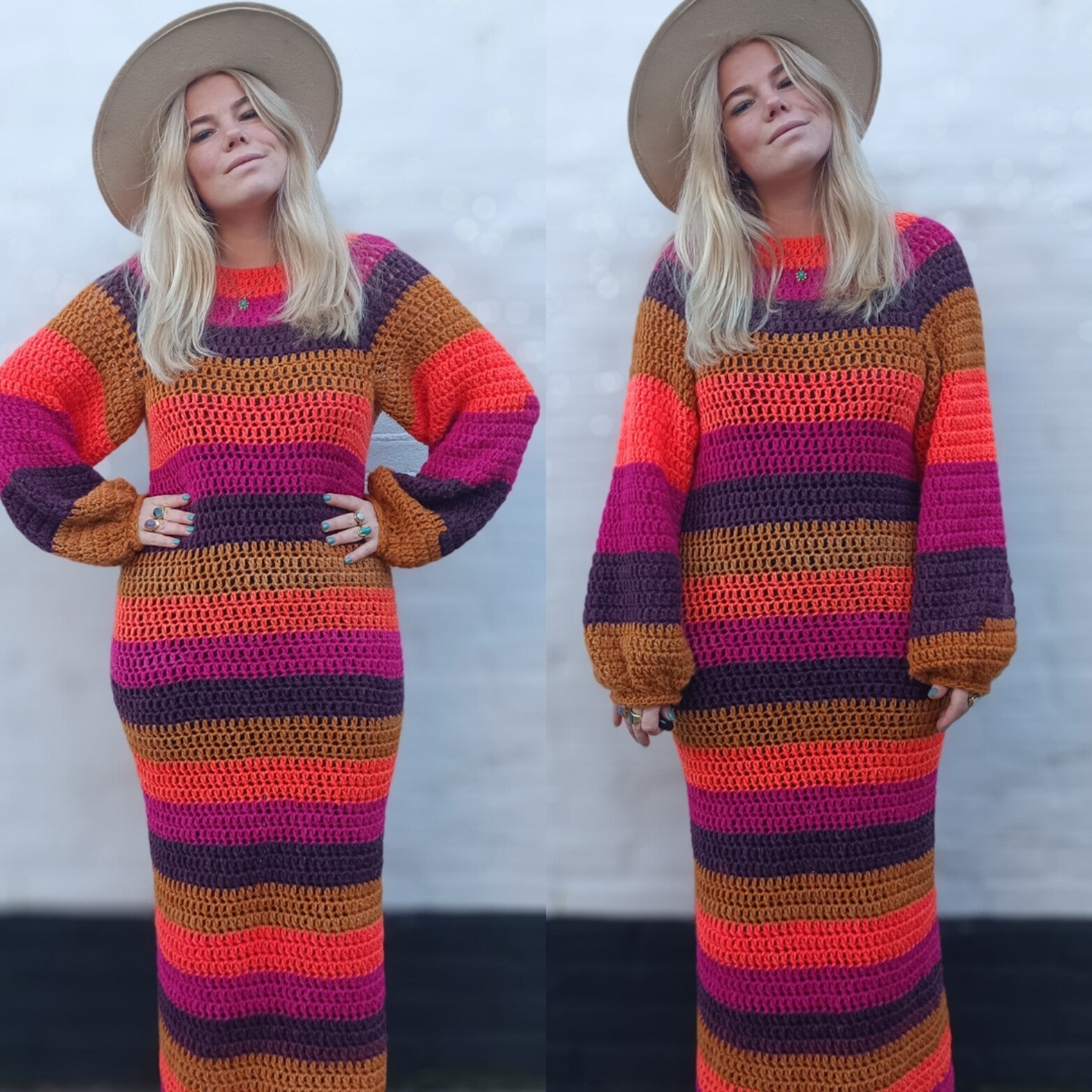 Handmade Crochet Maxi Dress - free size