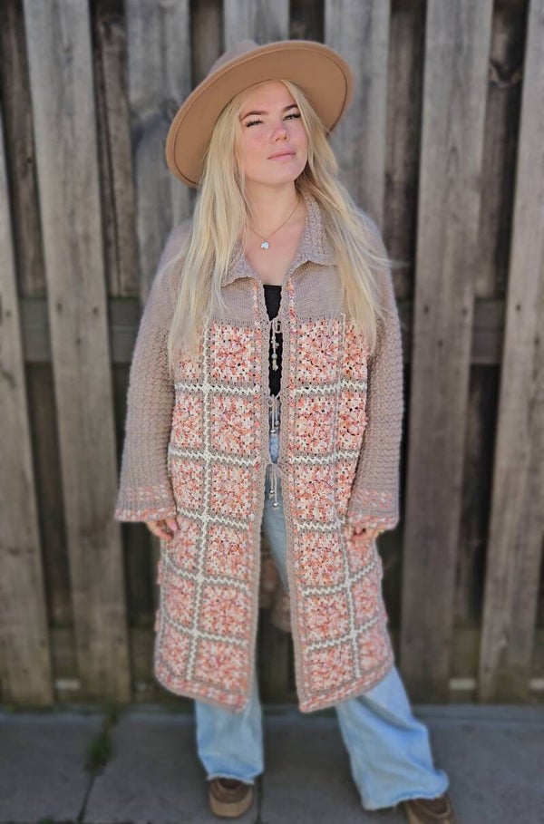 Handmade granny square crochet cardigan - one size