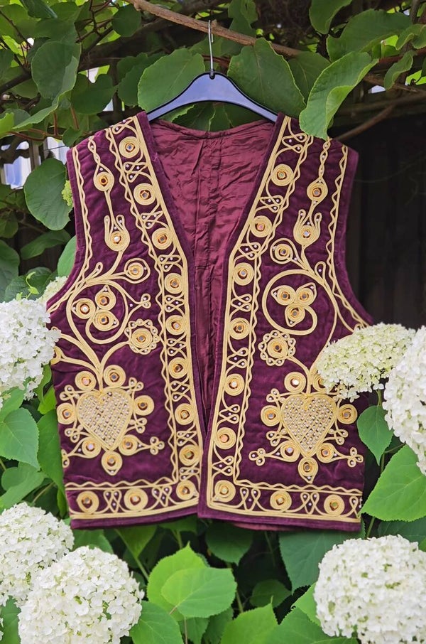 Vintage 1960s Afghan velvet miror gilet
