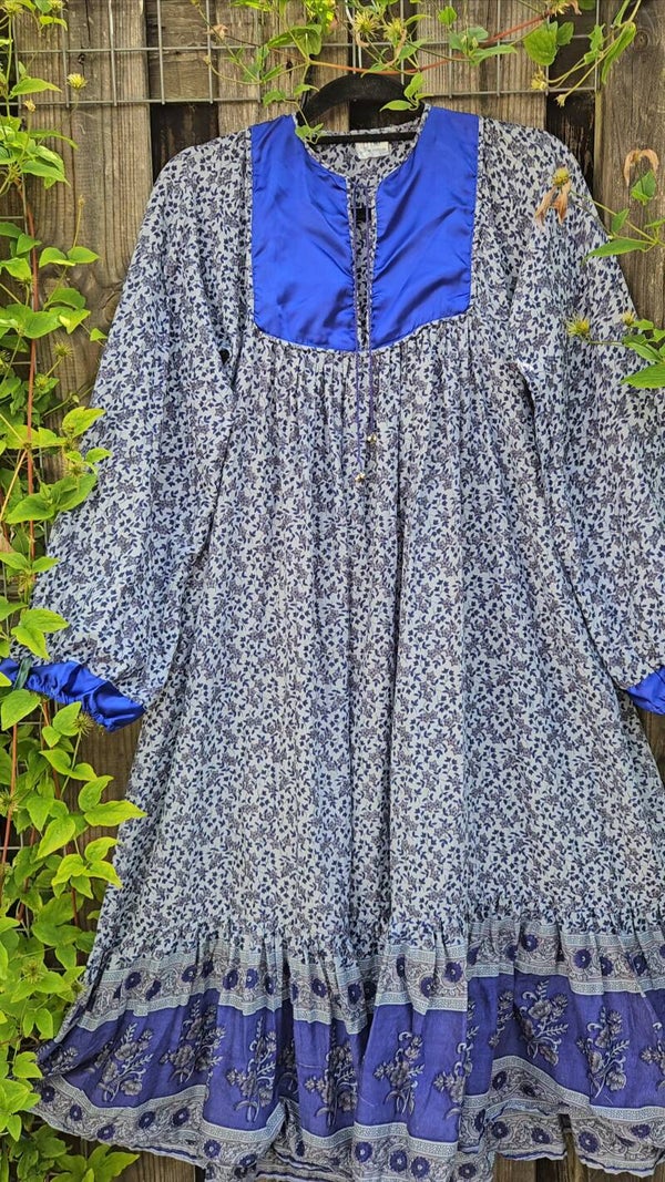 Vintage 70s Pakistan gauze dress - size M/L