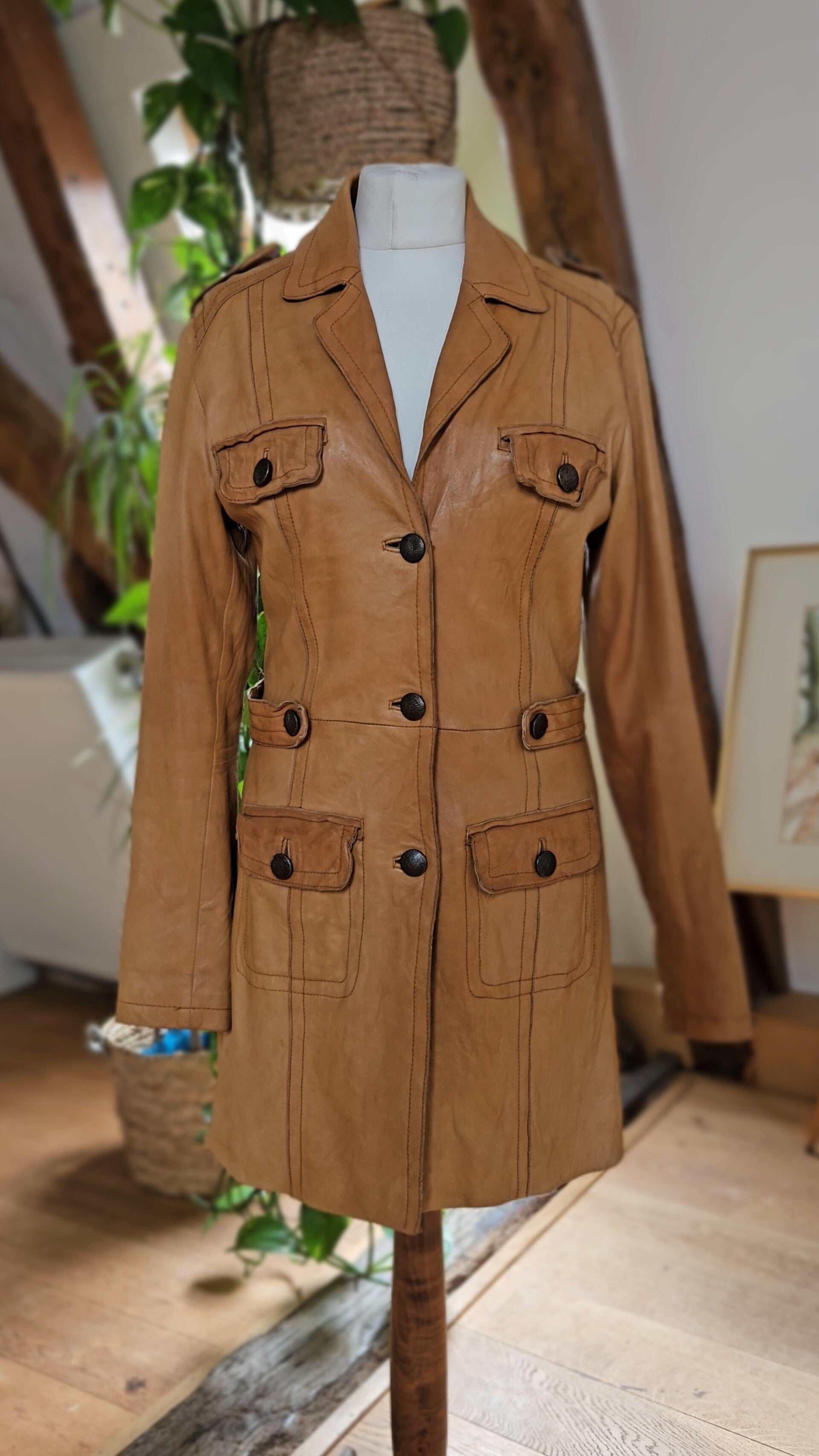 Vintage y2k butterfly soft leather coat - size S/M
