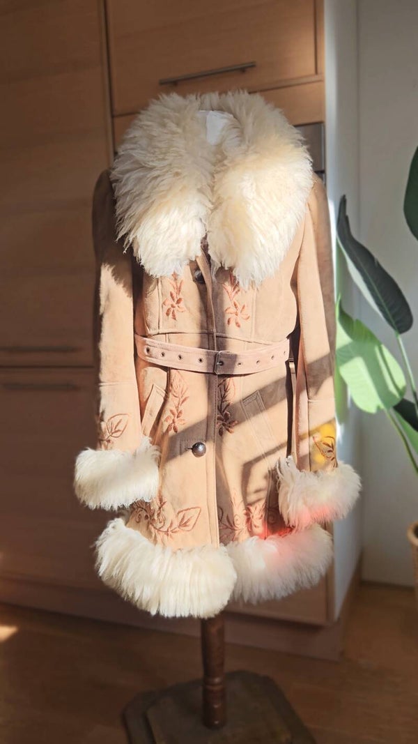 Vintage 1970s Afghan suéde shearling coat - size XL