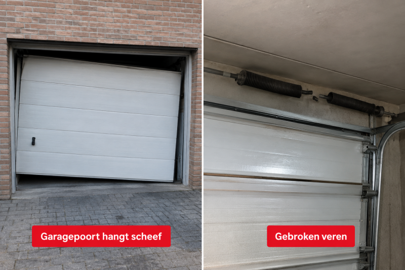 Herstellen van defecte garagepoorten door Firma Neyrinck uit Wervik