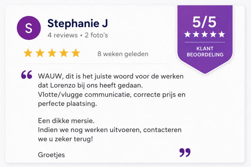 klanten geven top reacties aan de firma Neyrinck uit Wervik