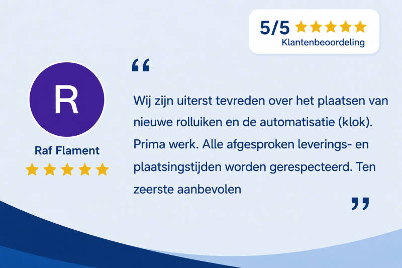 Klanten uiterst tevreden met de automatisatie van hun rolluik door de Firma Neyrinck uit Wervik