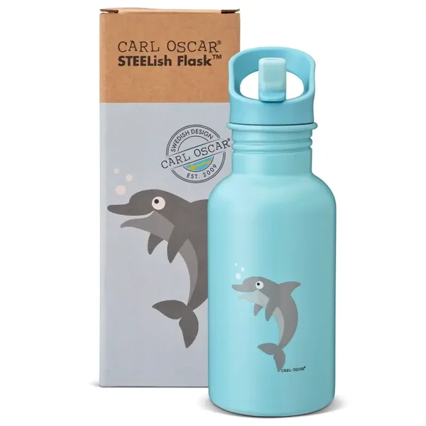 Carl Oscar RVS Drinkfles | STEELish Flask Dolfijn Blauw | 500 ml
