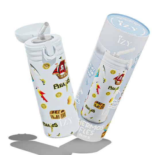 IZY RVS Thermos Drinkfles | Kids Blauw Piraten | 350 ml