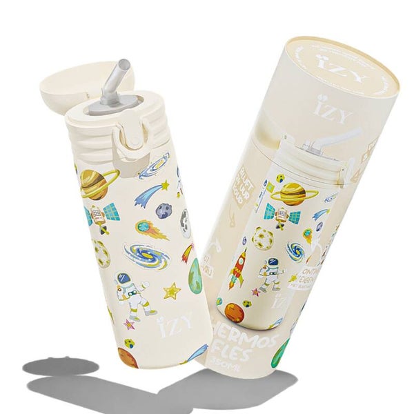 IZY RVS Thermos Drinkfles | Kids Geel Ruimte | 350 ml