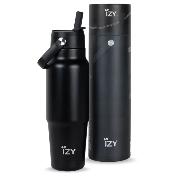 IZY RVS Thermos Drinkfles | Black | 900 ml