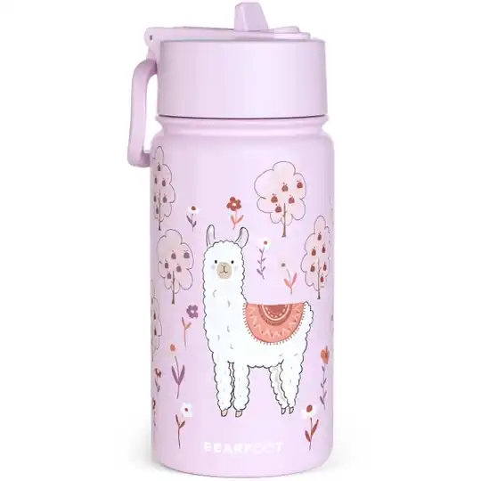 BEARFOOT RVS Drinkfles | Thermosfles Lama Paars | 400 ml